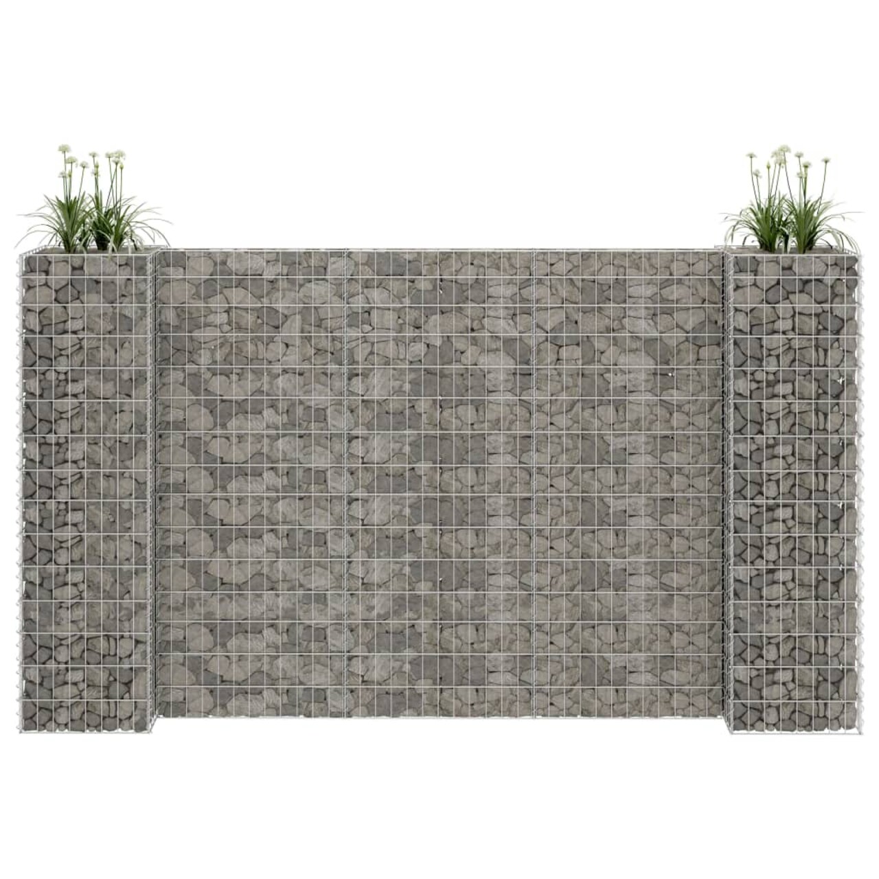 vidaXL Gabion Planter Silver Steel wire Large Decorative Inlays